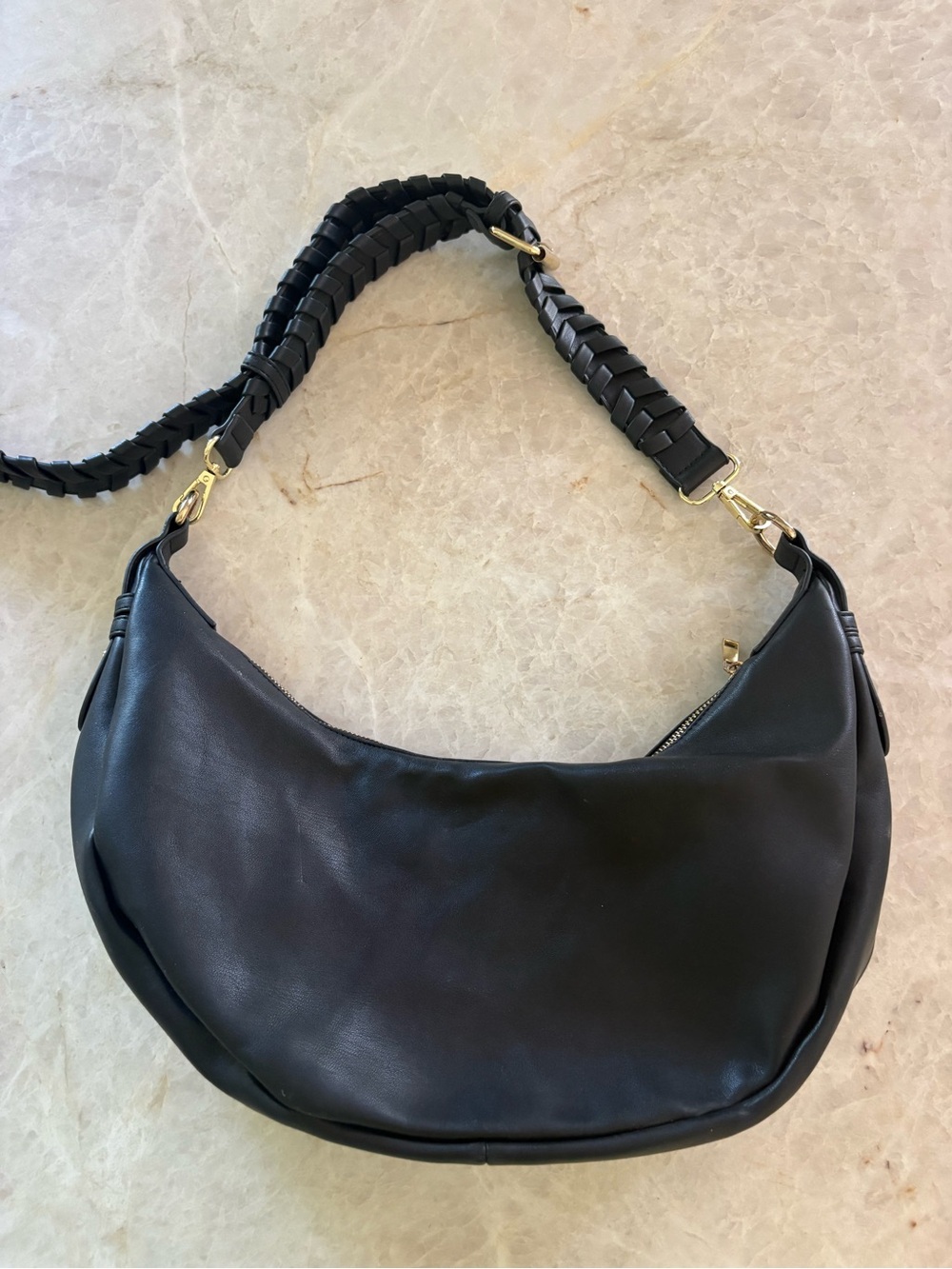 Jules Kae Black Leather Shoulder Bag